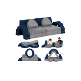 Sofa Modular Para Niños Peq,espuma Multifuncional Gris-azul