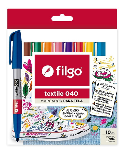 Marcadores Filgo Textil Para Tela 040 X10 Colores
