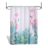 Cortina De Baño Estampada Panel Pink Flamingo 180x180 Mts Color Rosa