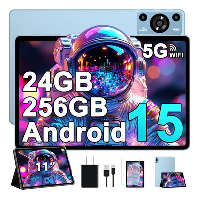 Android 15 Tablet 11 Pulgadas, 24gb Ram+256gb Rom (tf 1tb), 5g Wifi, Widevine L1\u002Focta-core\u002F2.0 Ghz\u002F8000mah\u002Fcuerpo Metálico\u002F13+5mp, Tablet Con Funda - Azul | Meses sin interés