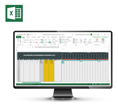 Calendarización Mantenimiento Preventivo (plantilla Excel)