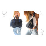 Set Cartera Y Riñonera Doble Bolsillo En Jean 