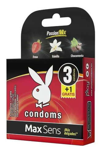 3 Condones Playboy Max Sens Con Sabor Y Aroma - Elige Sabor