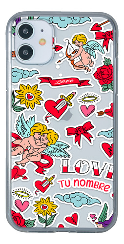 Funda Para iPhone San Valentín Sticker Tatto Con Tu Nombre