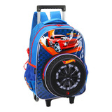 Mochila Rodinhas Com Alça Luxcel Hot Wheels Azul Cor Água Tamanho Único