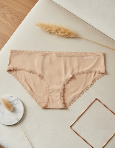 Braguitas Calvin Klein Beige Pantie Con Encaje Para Mujer