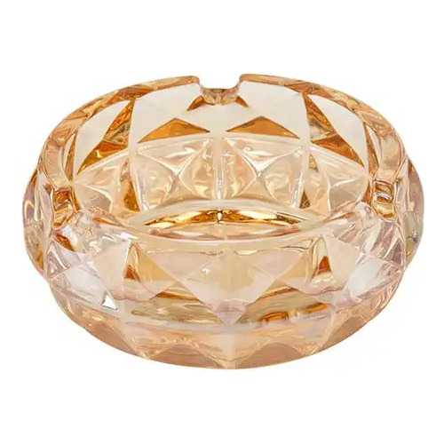 Cenicero De Vidrio Diseño Cristal Dorado Celeste
