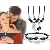 Set Collares Y Pulseras Yin Yang Dragon Amigos Pareja Ajusta