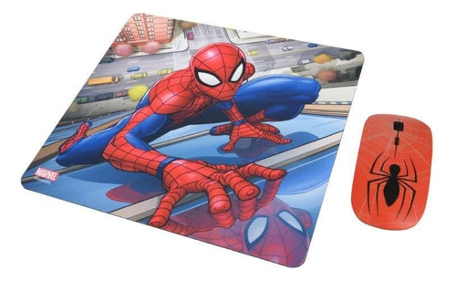 Kit Mouse Inalámbrico Y Mouse Pad Spider Man 1