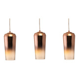 Colgante Lanin Vidrio Espejado Cobre/oro 3 Luces Base Redond