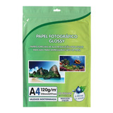 Papel Fotográfico Premium A4 Glossy 120g 20 Folhas Cor Branco