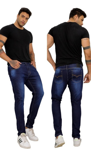 Calça Jeans Escura Skinny Masculina Com Lycra Premium 