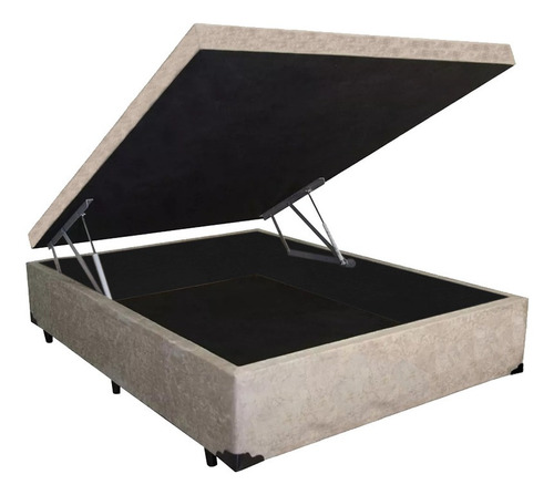 Cama Baú Casal Premier Suede Bege 138x188