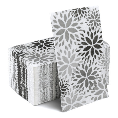 Servilletas Desechables Grobro7 Diseño Dahlia Negra Y Gris,