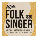 Encordado Guitarra La Bella Folk Singer No.830 T-bola Bk/gd