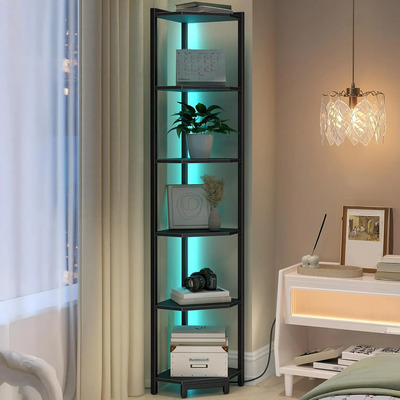 Estante Librero Estante De Esquina De 6 Niveles Con Luz Led | Envío gratis