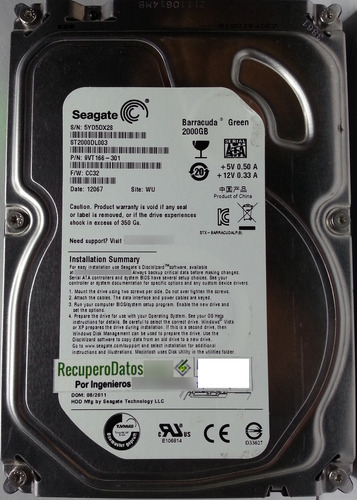 Disco Seagate St2000dl003 2tb 3.5 Sata - 2412 Recuperodatos