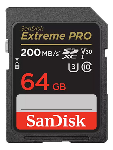 Sandisk Tarjeta De Memoria Sd 64gb Para Cámara 200mb/s U3 4k