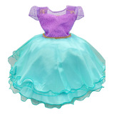 Vestido Infantil Ariel Pequena Sereia Com Bico De Pato