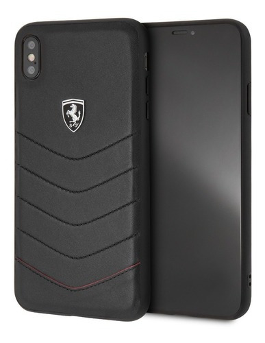 Funda Case Ferrari Piel Negra Flechas Compatible Iph Xs Max Color Negro