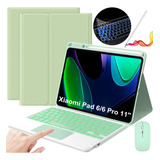 Funda Teclado Mouse Lapiz Para Xiaomi Pad 6/6pro 11 Verde