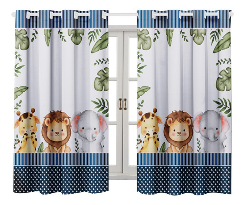 Cortina Quarto Infantil 2,00x1,50  Safari Baby Marinho