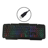 Teclado Gamer Led Retroiluminado Rgb Fijo Usb 2.0 Aluminio 