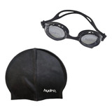 Combo Natacion Adulto! Gorra Silicona Negra + Lente Hydro Ng