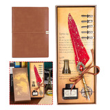 9pcs Cuaderno De Cuero Vintage Con Pluma Kit,regalo Creativo
