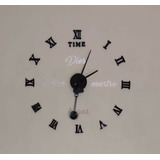 Reloj De Pared 3d 100 X 100 Cm Con Péndulo + Frase En Vinilo