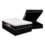 Cama Box Baú Casal: Colchão Espuma D45 Castor  Black E Whit