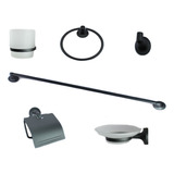 Set De Accesorios Para Baño 6 Piezas En Negro Mate