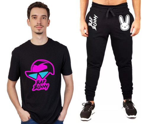 Conjunto Remera + Pantalón Jogging Bad Bunny - Logos
