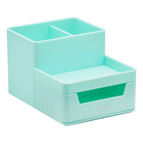 Organizador Escritorio Maquillaje X 3 Cubiculos + Cajon Brw