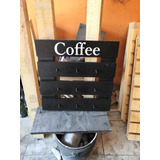 Porta Tazas De Pared, 9 Ganchitos X Palabra Coffee Vinil 