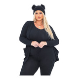 Conjunto Lanzinha Cardigan (kimono) Regata Calça Plus Size 