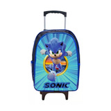 Mochila Escolar Rdm Escolar Rodinha Cor Azul  Design Sonic 25l