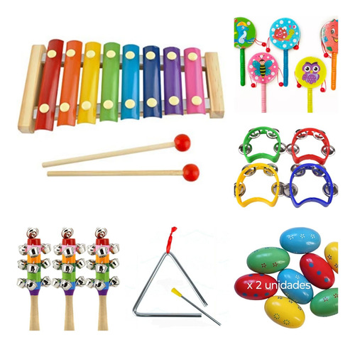Kit De Percusión Instrumentos Musicales Infantiles X 7 Reyes