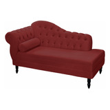 Recamier Divã Glamour Vermelho Veludo 160cm