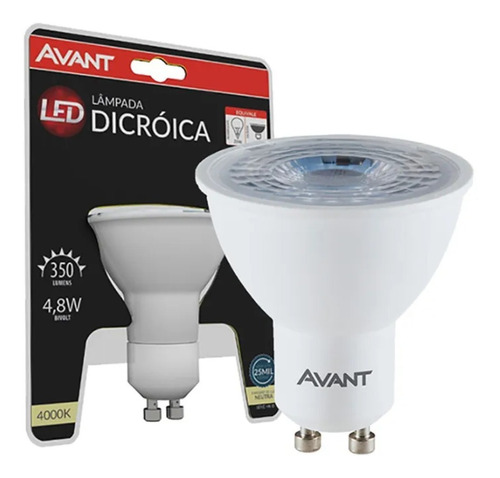 Lampada Led Dicróica Gu10 4,8w Avant Branco Neutro 4000k