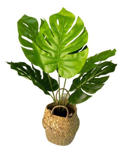 Planta Monstera Artificial En Canasto 46 Cm