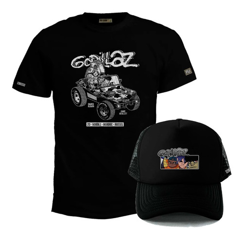 Pack Camiseta Más Gorra Gorillaz 2d Noodle Murdoc Russel