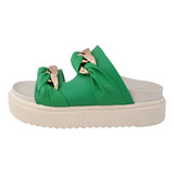 Sandalia Plataforma Mujer Moda Elegante Efe 233202 Verde