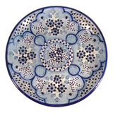 Platón De Talavera Poblana Barroca Redondo 40 Cm Flores #8