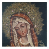 Cuadro Religioso Usado. Virgen Maria. Óleo Sobre Lienzo