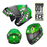 Hax Helmets. Casco Para Moto. Dot + Ece 06. Amatista Mutant Color Verde Tamaño Del Casco L - Grande