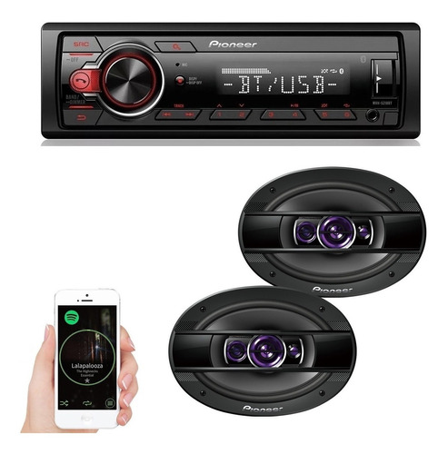 Toca Rádio Mp3 Player Pioneer Bluetooth Carro + Par 6x9 Som