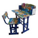 Mesa Mesinha Infantil Ajustavel Kit Bancada Com Relógio Azul