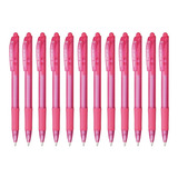 Bolígrafos Retráctiles Pentel Feel-it Bx420 1.0 Mm Caja 12 U Color De La Tinta Rosa