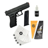 Kit Completo Treino Airsoft Pistola Glock Bbs Alvos Silicone